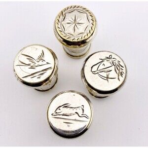 Lot of 4 Antique Victorian Walking Stick Tops Hand Engraved Horse Swallow Rabbit